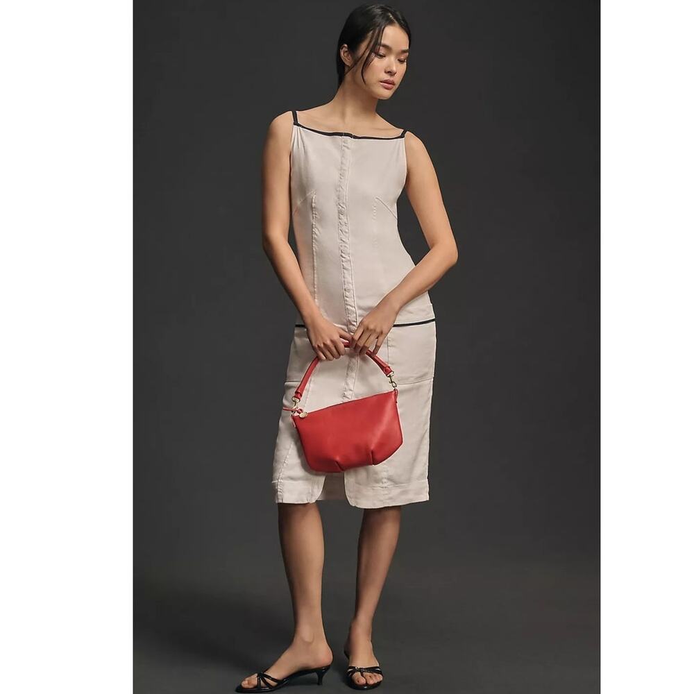 NWT Anthropologie The Colette Button Midi Dress $168 X-SMALL Ivory Patch Pockets